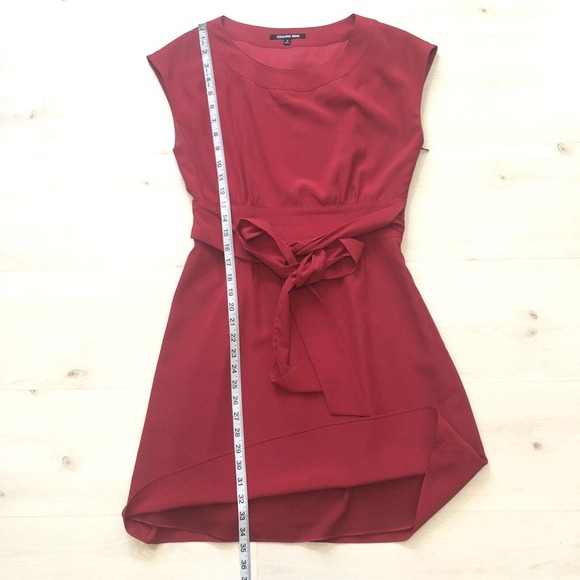Gianni Bini Women’s Red Dress Sz 4 Fit And Flare With Tie Lined Cap Sleeves EUC - Picture 7 of 10